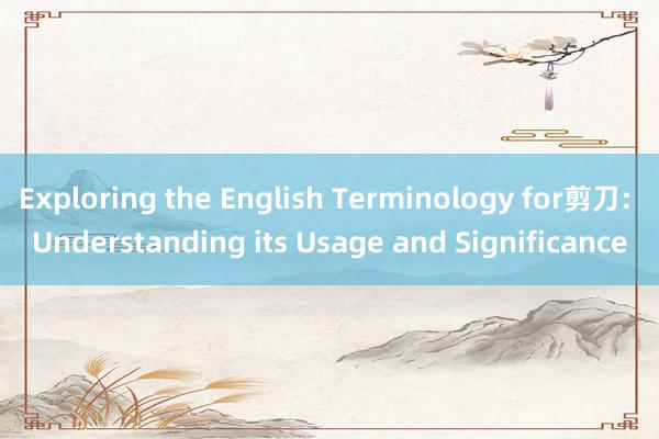 Exploring the English Terminology for剪刀: Understanding its Usage and Significance